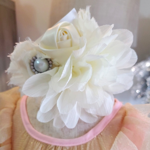unbranded Other - Girls Cream pearl/rhinestone floral headband hair bow Size Toddler +